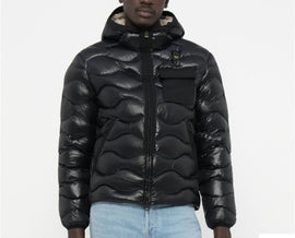 GIUBBINO BLAUER A ONDA CON LOGO NERO E TASCA LATO CUORE