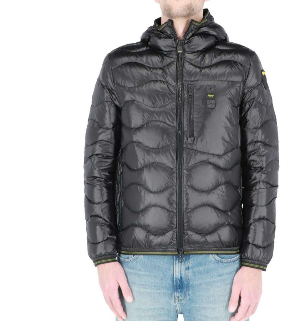 GIUBBINO BLAUER LUCINO ONDA CON LOGO E SCRITTA FLUO E CERNIERA TRASVERSALE LATO CUORE