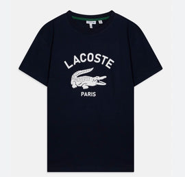 T-SHIRT LACOSTE CON LOGO CENTRALE E SCRITA CURVA