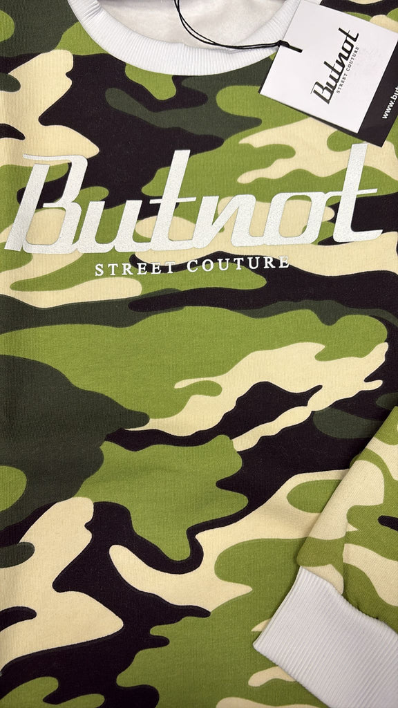 FELPA BUTNOT BAMBINO FELPATA STAMPA MILITARE SCRITTA CENTRALE , GIROCOLLO