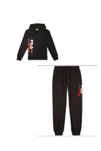 Carica l&#39;immagine nel visualizzatore di Gallery, TUTA COMPLETA FILA CON CAPPUCCIO E SCRITTA VERTICALE LATERALE