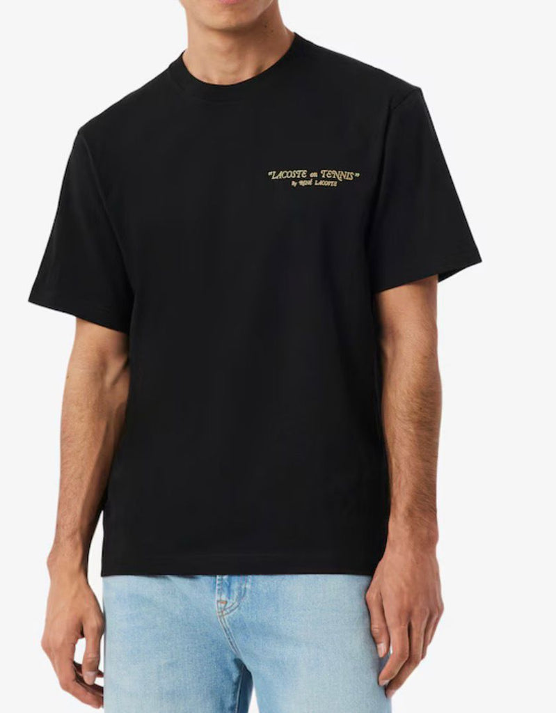 T-SHIRT LACOSTE SCRITTA LATO CUORE E RACHETTA RETRO