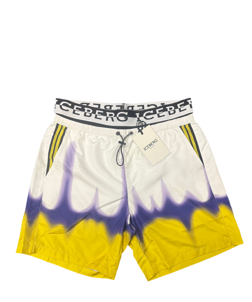 COSTUME ICEBERG CON MOLLA LOGATA E SFUMATURA GAMBA VIOLA/GIALLO