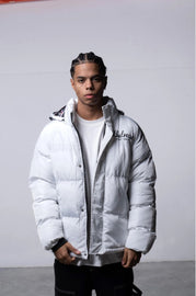 GIUBBINO BUTNOT UOMO PIUMINO CON SCRITTA LUNGO SCHIENA E CAPPUCCIO