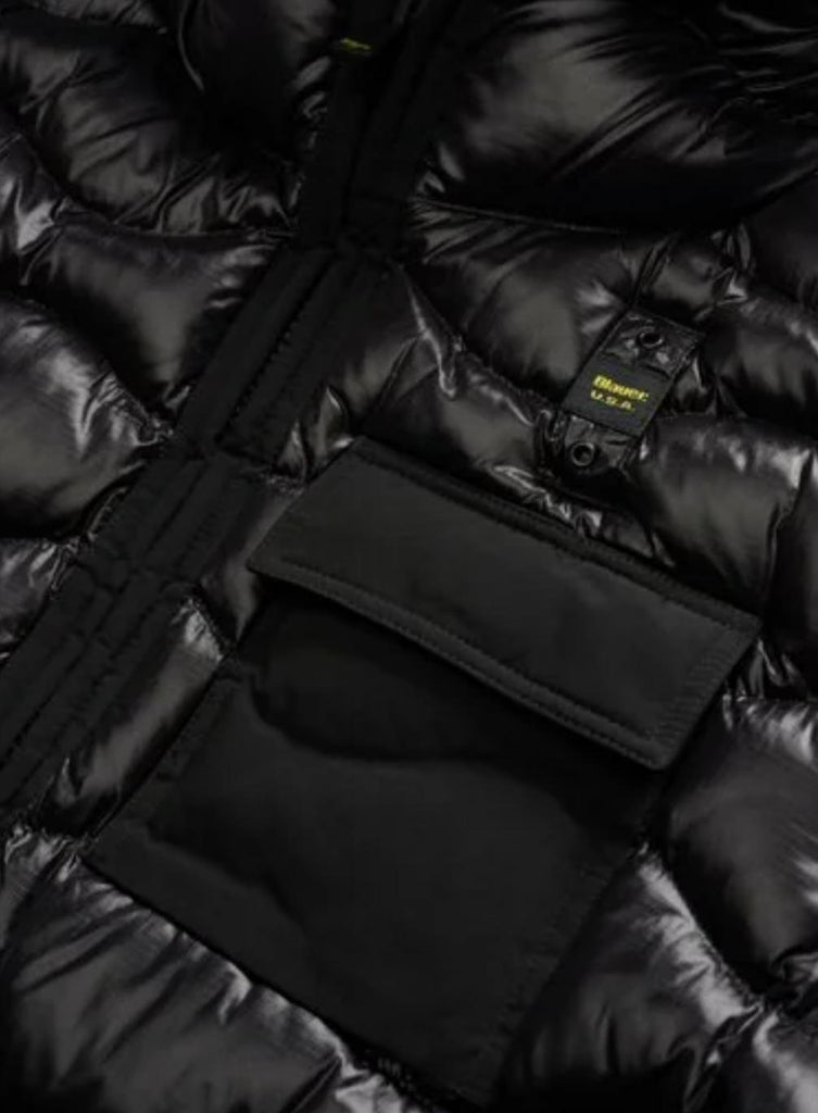 GIUBBINO BLAUER A ONDA CON LOGO NERO E TASCA LATO CUORE