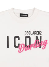 Carica l&#39;immagine nel visualizzatore di Gallery, FELPA DSQUARED BIMBA GARZATA  GIROCOLLO SCRITTA CENTRALE ROSA