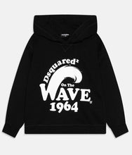 Carica l&#39;immagine nel visualizzatore di Gallery, FELPA DSQUARED BAMBINO GARZATA CON LOGO CENTRALE GRANDE E CAPPUCCIO