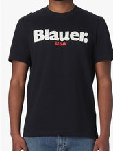 Carica l'immagine nel visualizzatore di Gallery, T-SHIRT BLAUER CON SCRITTA CENTRALE E USA