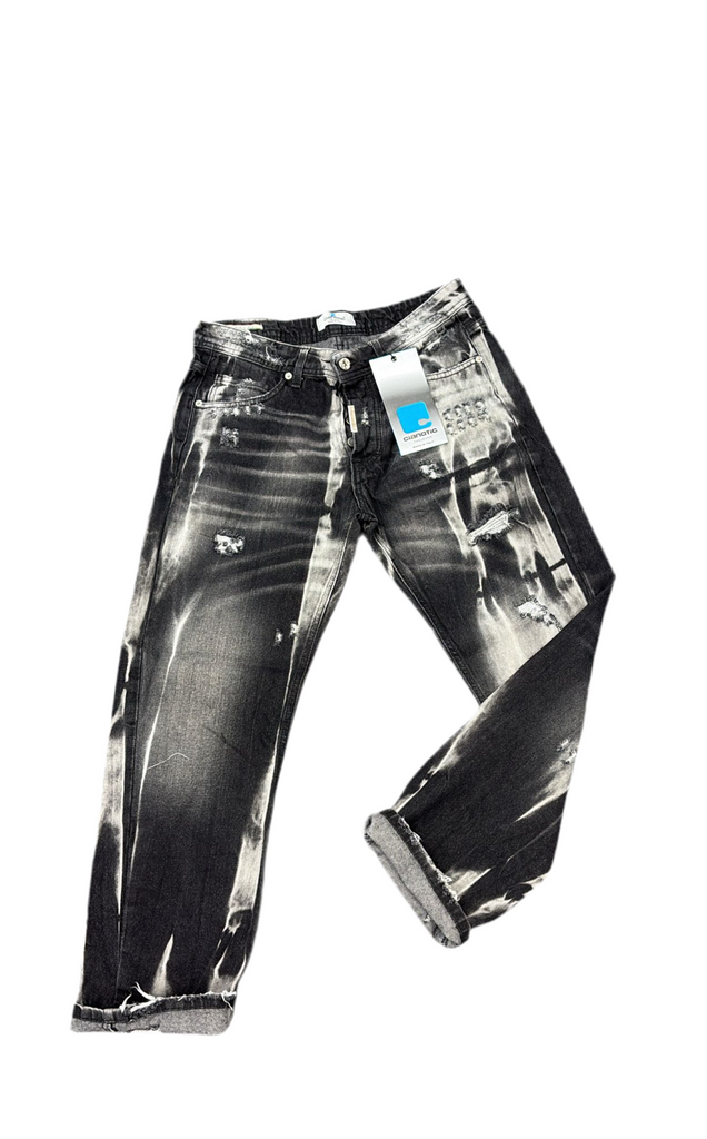 JEANS CIANOTIC UOMO BAGGY CON SFUMATURA GRIGIA E BOTTONI