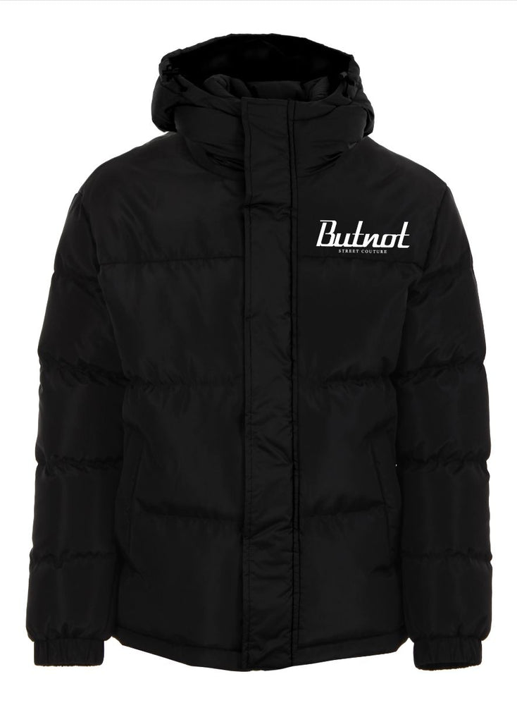 GIUBBINO BUTNOT UOMO PIUMINO CON SCRITTA LUNGO SCHIENA E CAPPUCCIO