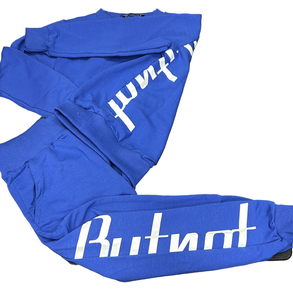 TUTA COMPLETA BUTNOT BAMBINO FELPATO CON SCRITTA ASTRATTA CENTRALE E CAPPUCCIO