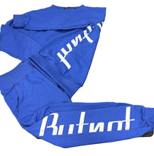 Carica l'immagine nel visualizzatore di Gallery, TUTA COMPLETA BUTNOT BAMBINO FELPATO CON SCRITTA ASTRATTA CENTRALE E CAPPUCCIO