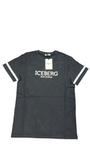 T-SHIRT ICEBERG CON RIGA BIANCO MANICA E RETRO DECORATO