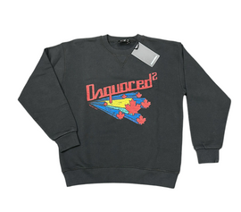 FELPA DSQUARED BAMBINO GARZATA  STAMPA LOGO CENTRALE CON FOGLIE