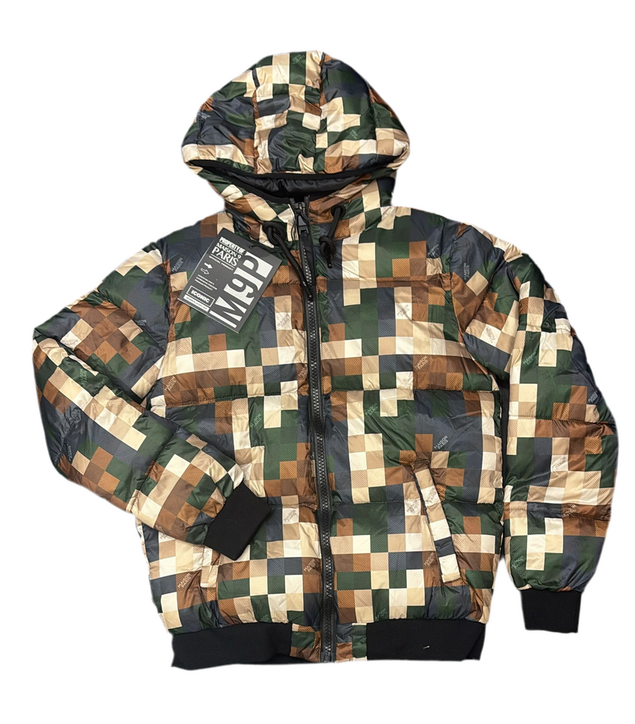 GIUBBINO MAISON 9 PARIS UOMO PIUMINO QUADRETTI PIXEL COLORATI