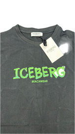 T-SHIRT ICEBERG CON SCRITTA VERDE CENTRALE STAMPATA