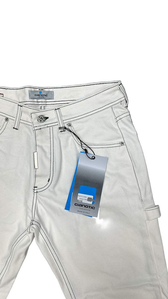 JEANS CIANOTIC UOMO BAGGY CON BOTTONI E CUCITURE NERE