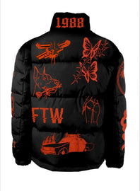 GIUBBINO BUTNOT UOMO PIUMINO CON SERPENTI E SCRITTE ROSSE