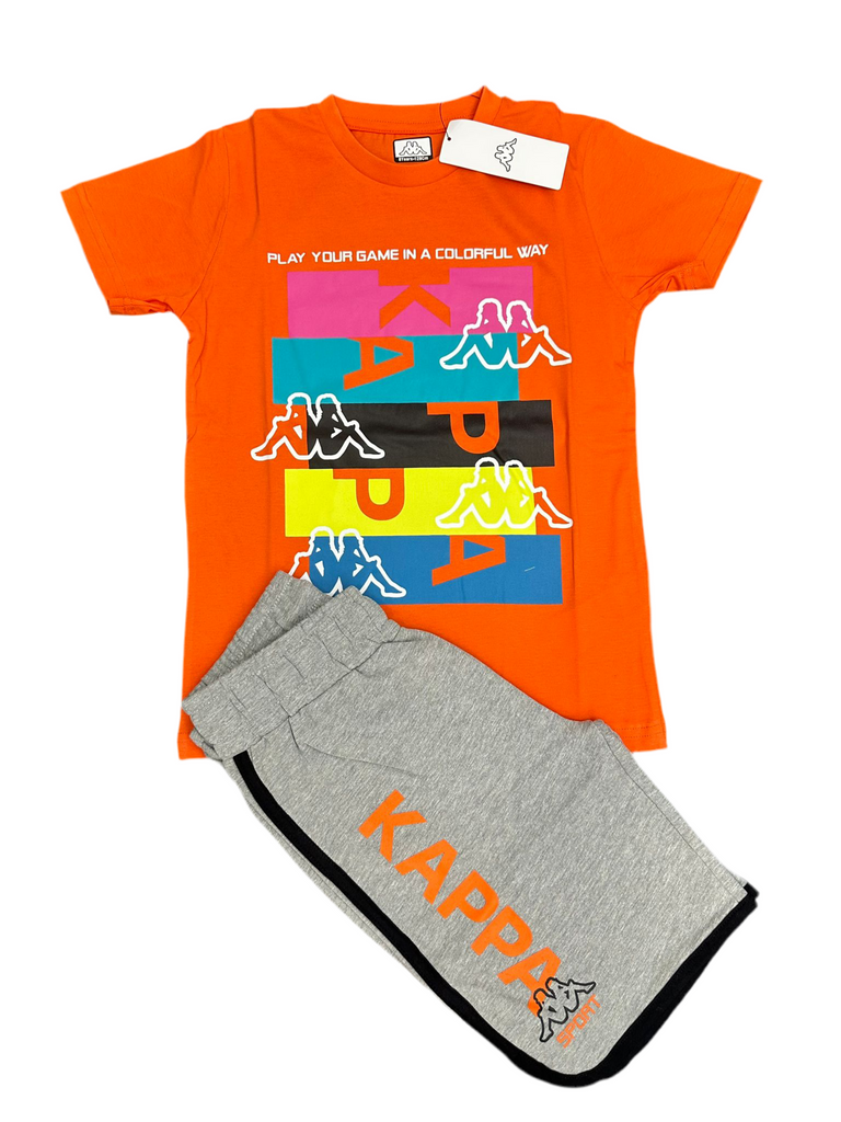 COMPLETINO KAPPA CON LOGO CENTRALE COLORATO STAMPATO