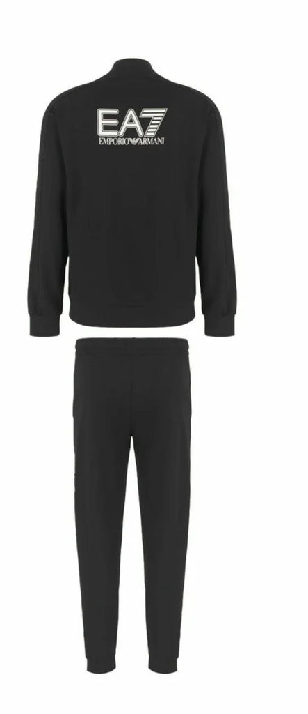 TUTA COMPLETA ARMANI UOMO COTONE CON ZIP LOGO LATO CUORE E RETRO BIANCO