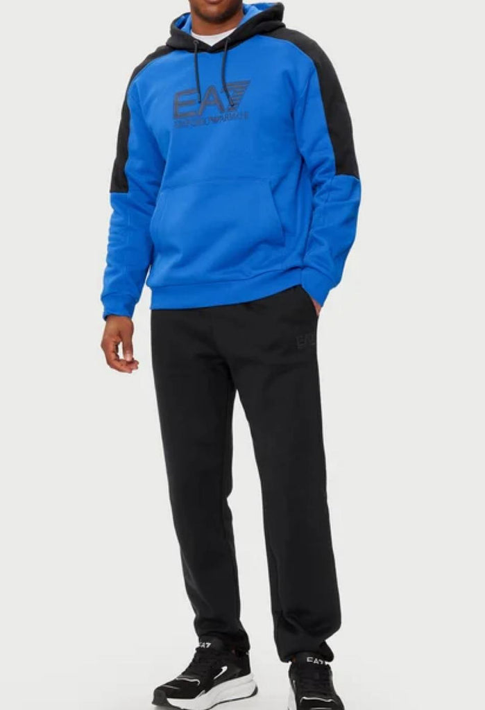 TUTA COMPLETA ARMANI UOMO FELPATA CON CAPPUCCIO E LOGO CENTRALE NERO