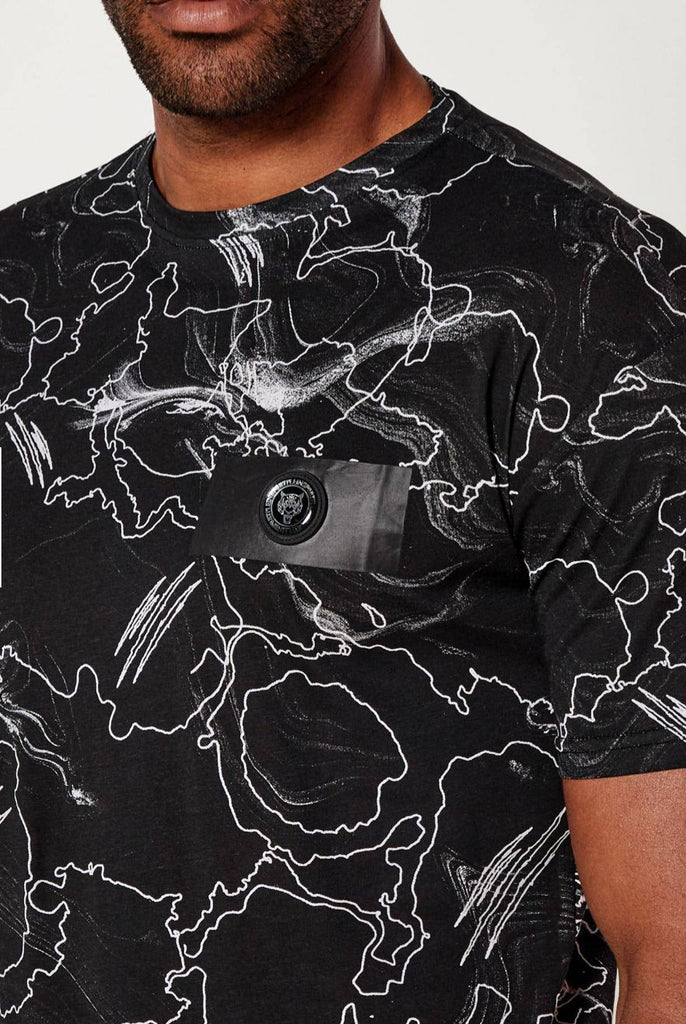 T-SHIRT PLEIN SPORT UOMO COTONE EFFETTO MARMO