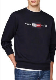 FELPA TOMMY HILFIGER CON SCRITTA E BANDIERA CENTRALE