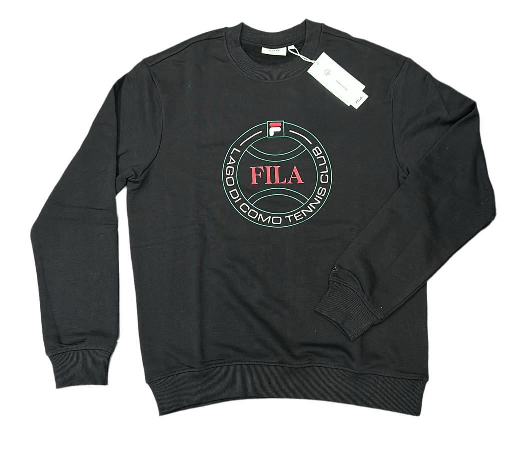 FELPA FILA UOMO COTONE GIROCOLLO CERCHIO CENTRALE ROSSO