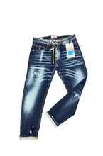 Carica l&#39;immagine nel visualizzatore di Gallery, JEANS CIANOTIC UOMO BAGGY CON SCHIZZI E CERNIERA