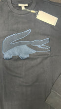 Carica l&#39;immagine nel visualizzatore di Gallery, FELPA LACOSTE UOMO COTONE , GIROCOLLO, CON COCCODRILLO GRANDE CUCITO BLU