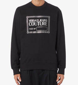 FELPA VERSACE UOMO GARZATA  LOGO CENTRALE QUADRO ORO