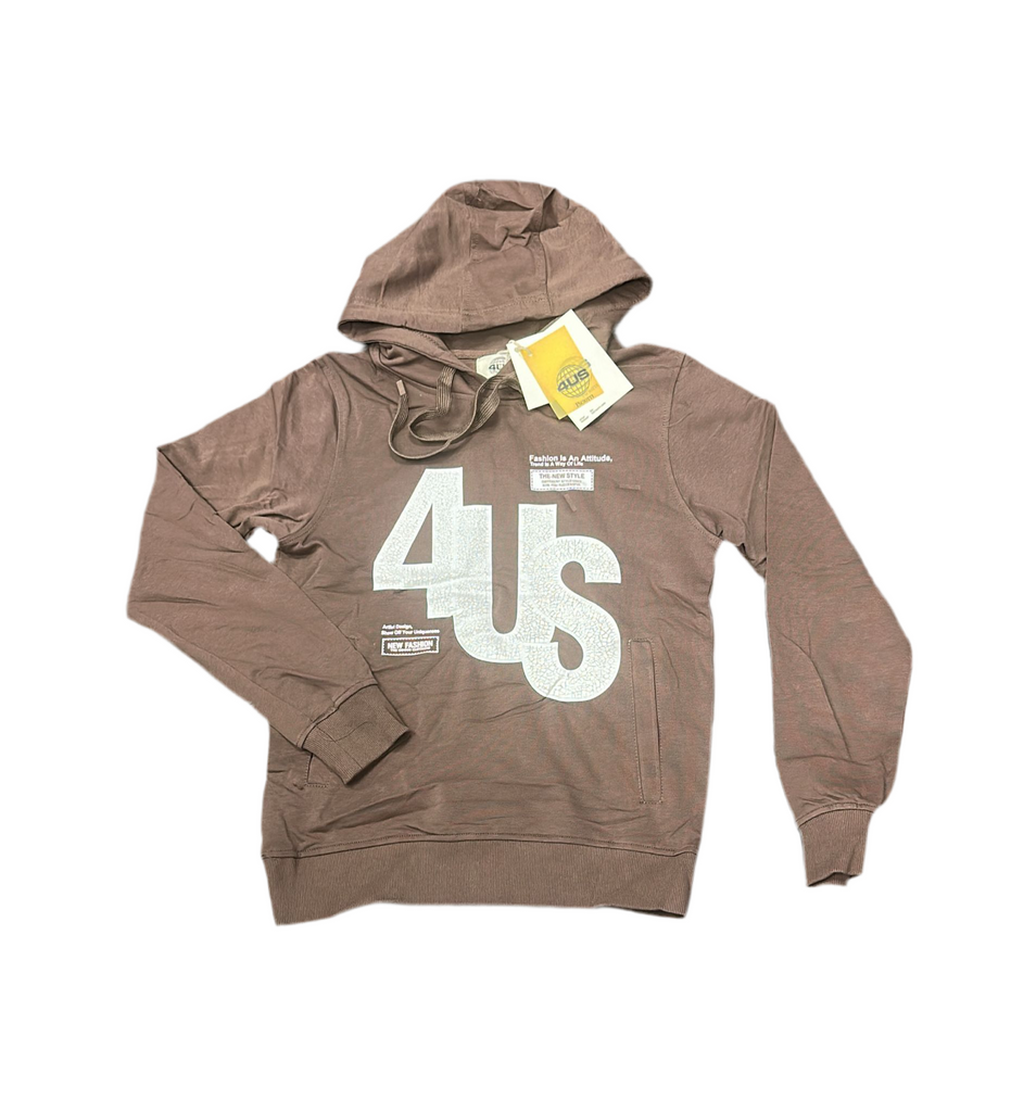 FELPA PACIOTTI UNISEX COTONE CON CAPPUCCIO E SIGLA 4US CENTRALE GRANDE STILE MURO