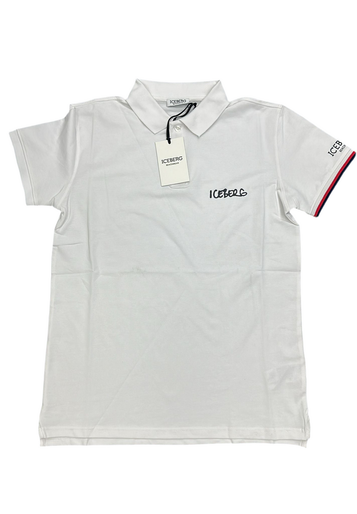 POLO ICEBERG CON SCRITTA CORSIVO NERO LATO CUORE