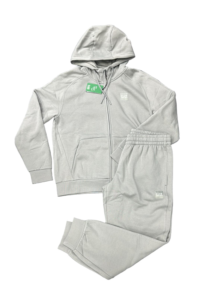 TUTA COMPLETA EA7 UOMO FELPATA CON CAPPUCCIO , LOGO LATO CUORE E RETRO