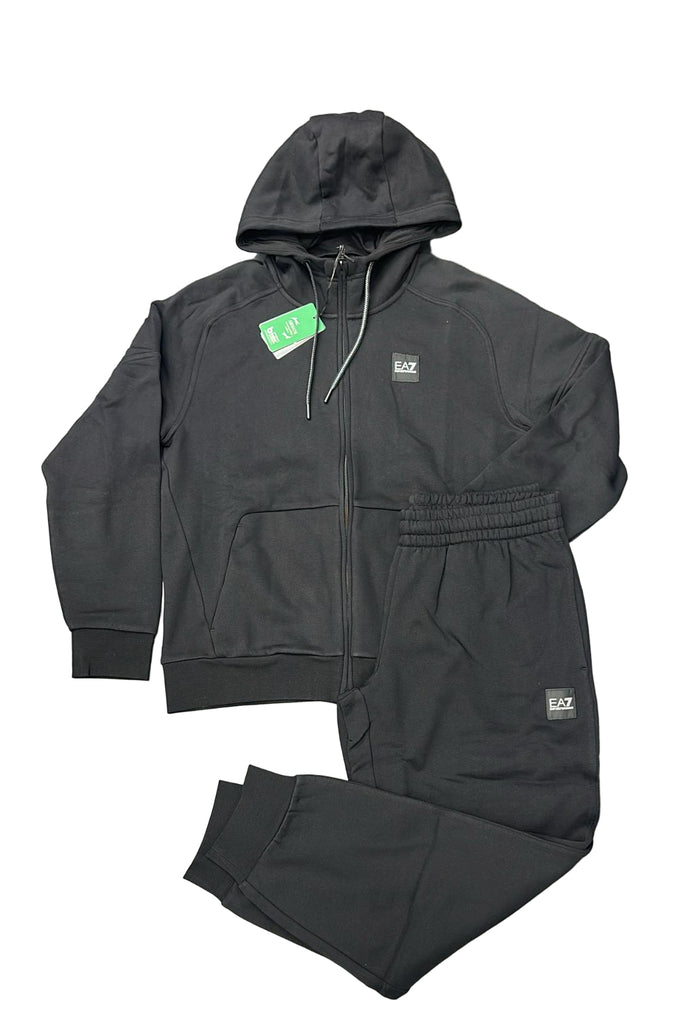 TUTA COMPLETA EA7 UOMO FELPATA CON CAPPUCCIO , LOGO LATO CUORE E RETRO