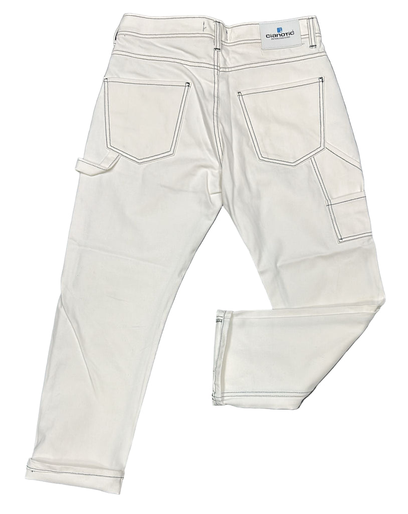 JEANS CIANOTIC UOMO BAGGY CON BOTTONI E CUCITURE NERE