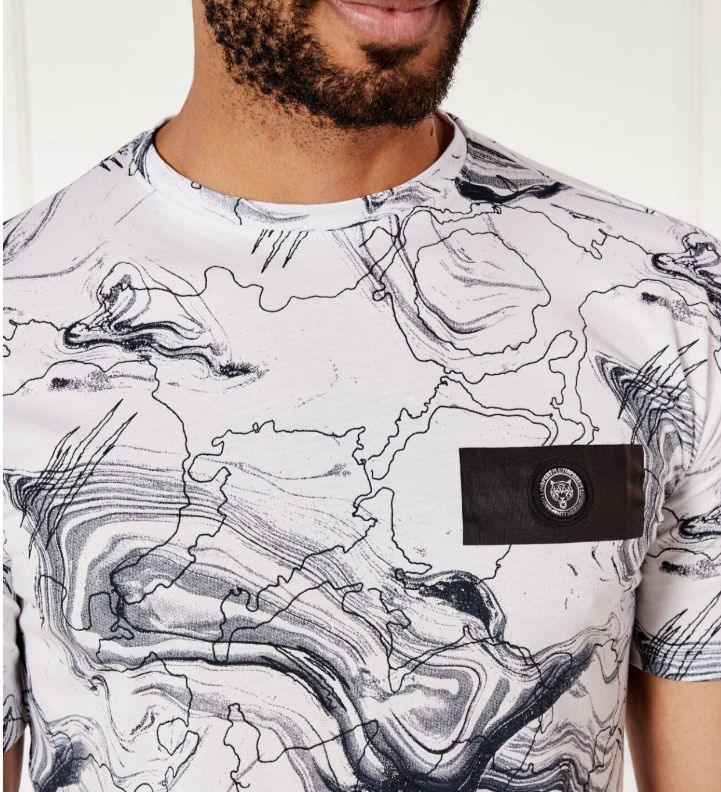 T-SHIRT PLEIN SPORT UOMO COTONE EFFETTO MARMO