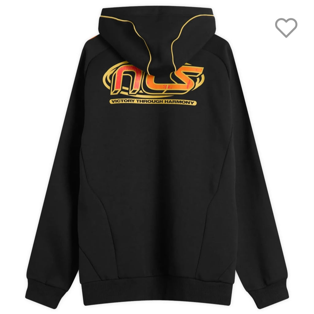 TUTA COMPLETA ADIDAS X ARSENAL CON RIGHE ORO E ARANCIO , SENZA ZIP E CAPPUCCIO