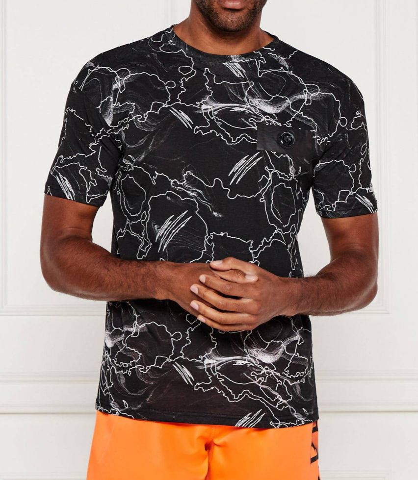 T-SHIRT PLEIN SPORT UOMO COTONE EFFETTO MARMO