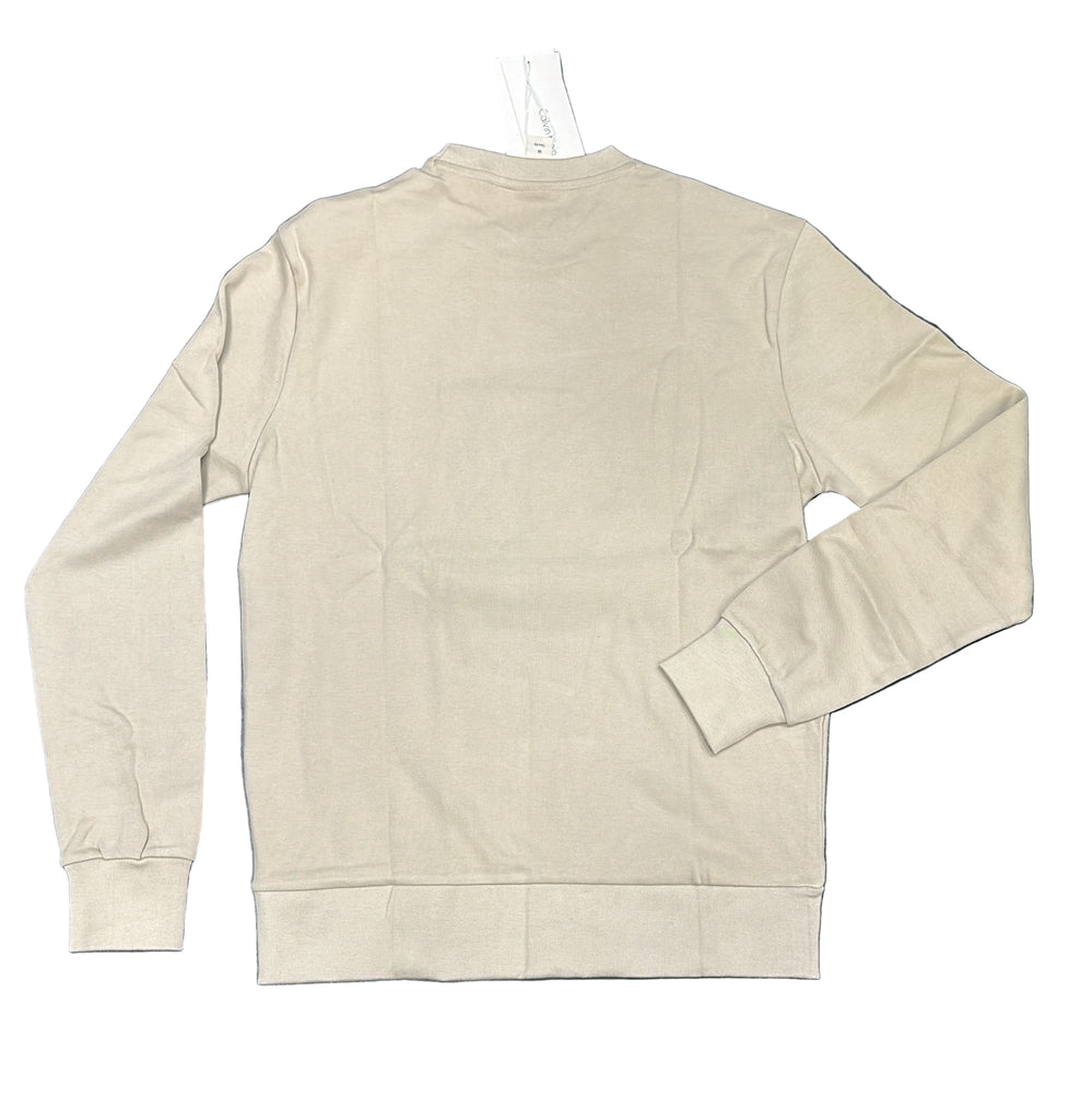 FELPA CALVIN KLEIN UOMO , COTONE, CON LOGO CENTRALE GRANDE PELUCHE GRIGIO