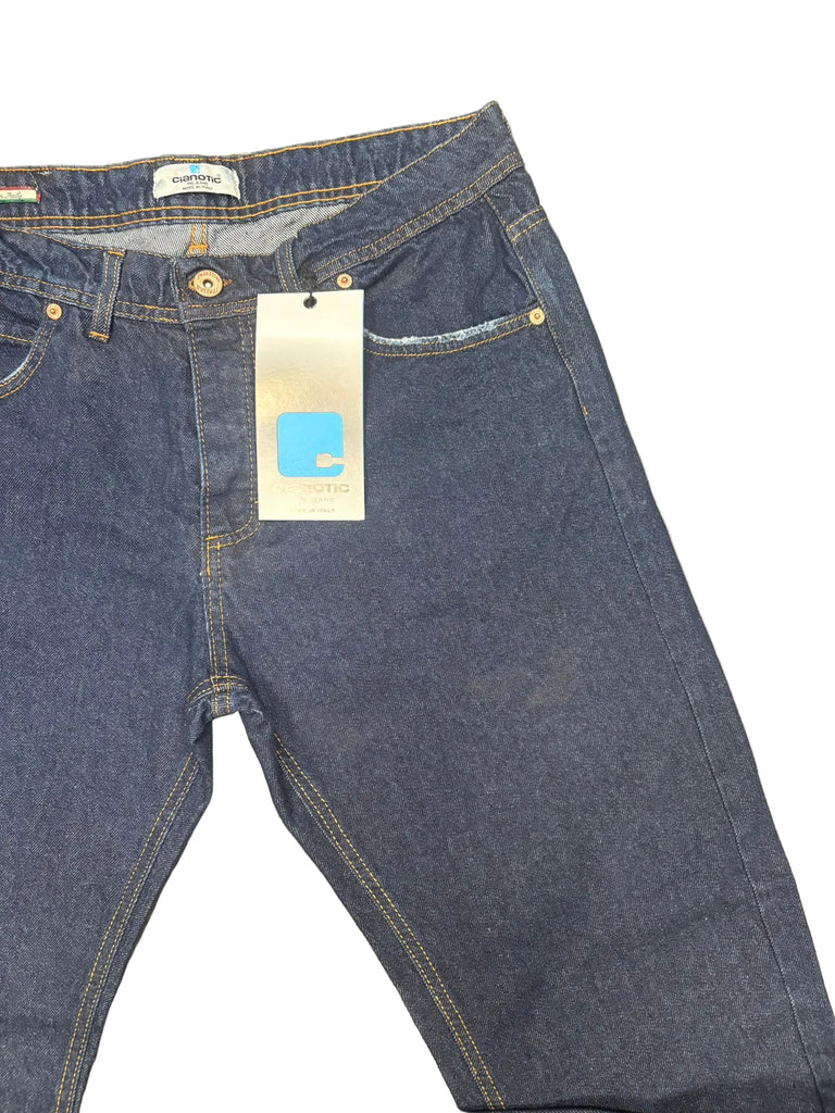 JEANS CIANOTIC STRAIGHT FIT 01 BLU CON CUCITURE MARRONI