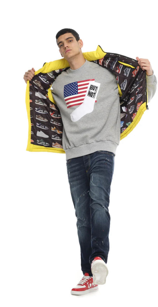 SMANICATO BUTNOT UOMO PIUMINO CON SCRITTA LUNGO SCHIENA E CAPPUCCIO