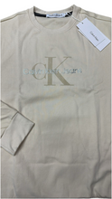 Carica l&#39;immagine nel visualizzatore di Gallery, FELPA CALVIN KLEIN UOMO GARZATA GIROCOLLO CON SCRITTA CENTRALE ARGENTO