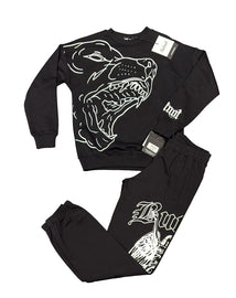 TUTA COMPLETA BUTNOT BAMBINO FELPATA CON CANE STAMPATO