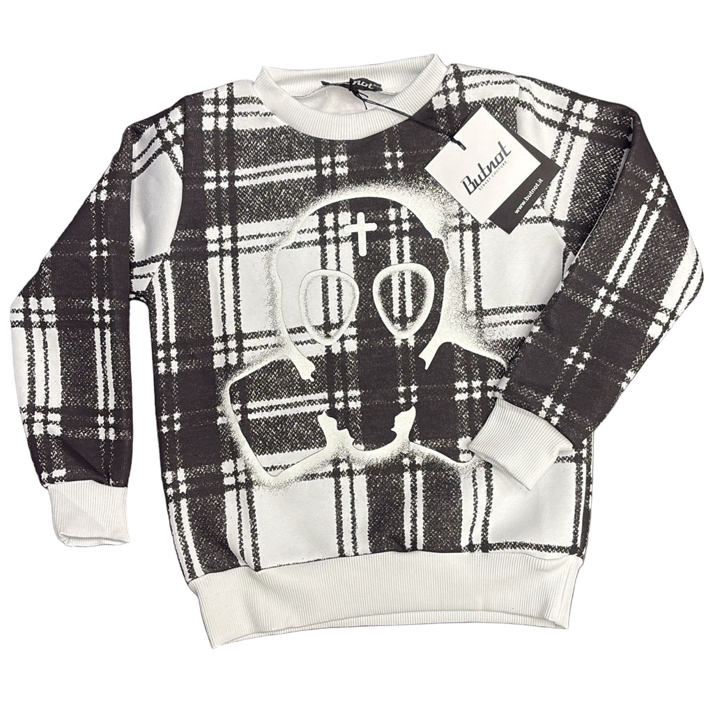 FELPA BUTNOT BAMBINO FELPATA , STAMPA MAGLIONE CON TESCHIO