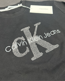 FELPA CALVIN KLEIN GIROCOLLO CON LOGO CENTRALE PELUCHE