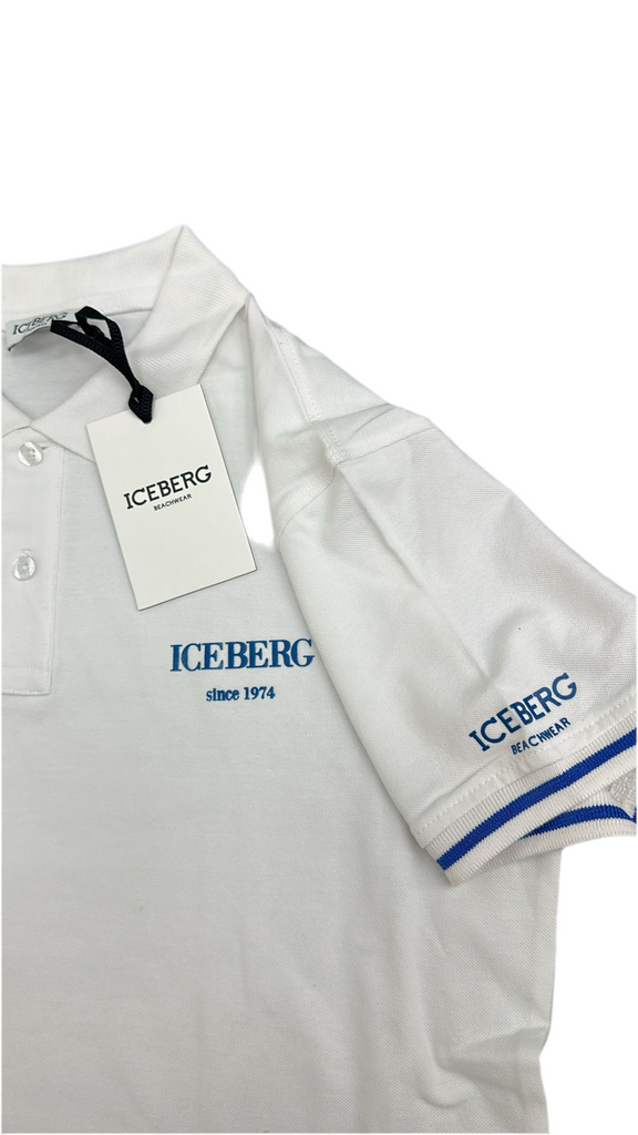 POLO ICEBERG LOGO LATO CUORE E BORDO MANICA BLU
