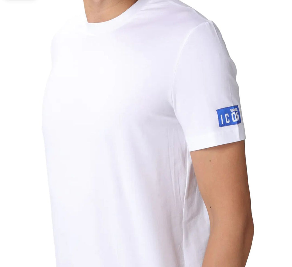 T-SHIRT DSQUARED ICON LOGO BLU MANICA
