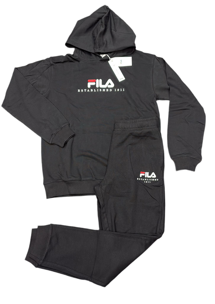 TUTA COMPLETA FILA UNISEX COTONE CON SCRITTA CENTRALE E CAPPUCCIO