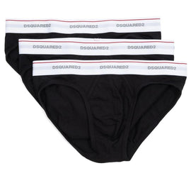 SLIP DSQUARED UOMO COTONE CON MOLLA E SCRITTA PICCOLA  BRIF TRIPACK